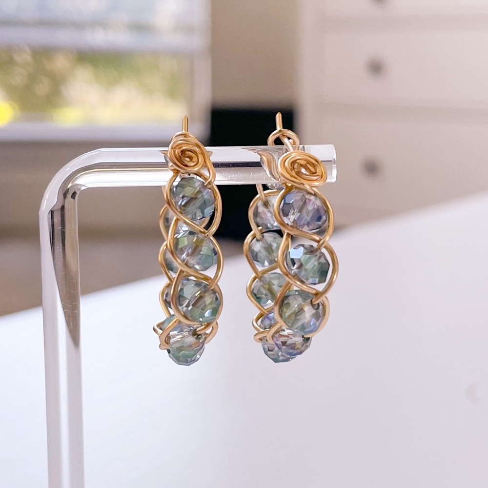 Handmade Green Glass Beads Earrings